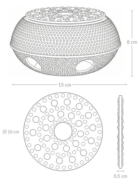 Litinový ohřívač HOSHI, Ø 15 cm, černý
