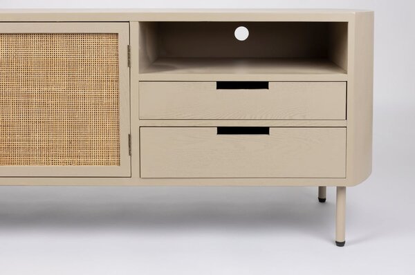 Krémový ratanový TV stolek 150x55 cm Amaya – White Label