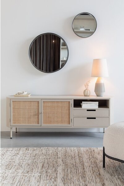 Krémový ratanový TV stolek 150x55 cm Amaya – White Label