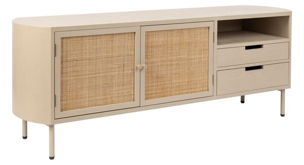 Krémový ratanový TV stolek 150x55 cm Amaya – White Label