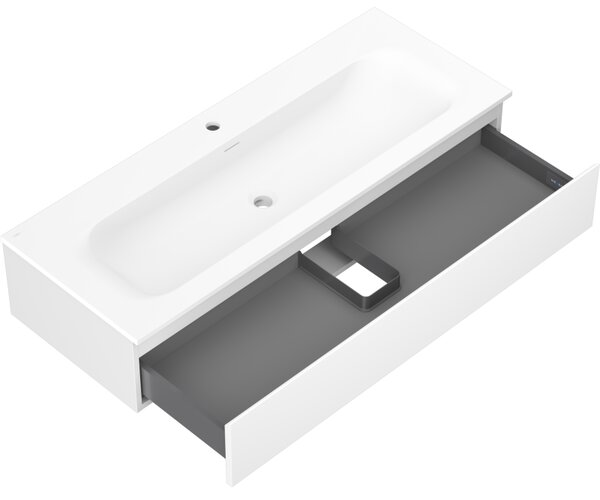 Mexen Orio, koupelnová skříňka 120 cm s umyvadlem Vela, 1 zásuvka, bílá matná, 91A10-12023-1-BF01-W23M01