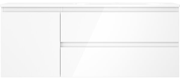 Mexen Orio, koupelnová skříňka 120 cm s pravým umyvadlem Vela, 2S, 1D, bílá lesklá, 91A13-12047-3-BBFFF00-W23P00