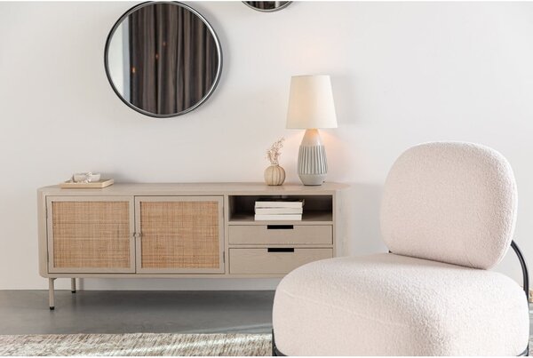 Krémový ratanový TV stolek 150x55 cm Amaya – White Label