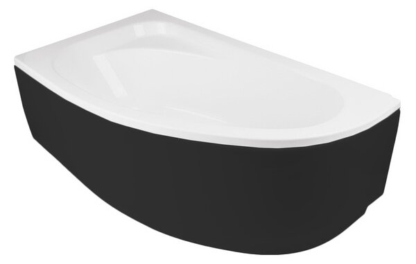 Besco Krycí panel k asymetrické vaně Cornea Black P 140x80 (150x100), černý Barva: Černá mat, Rozměry (cm): 140x80, Orientace: Pravá