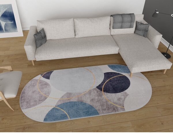 Modro-šedý pratelný koberec 80x120 cm Oval – Vitaus