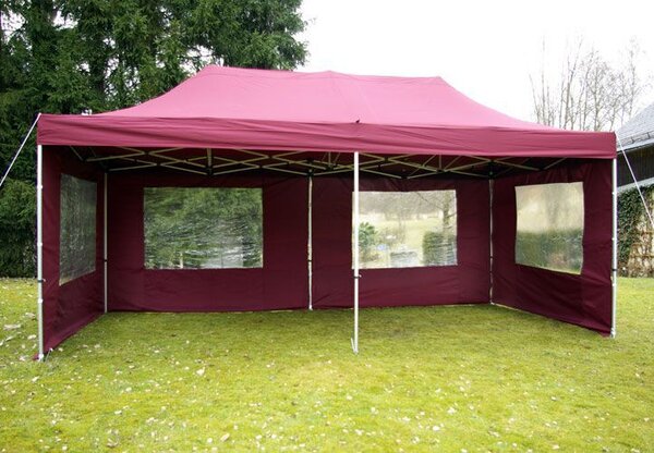PROFI Zahradní párty stan, nůžkový, vínový, 3 x 6 m
