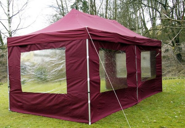 PROFI Zahradní párty stan, nůžkový, vínový, 3 x 6 m