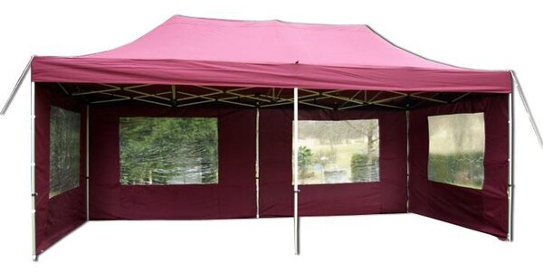 PROFI Zahradní párty stan, nůžkový, vínový, 3 x 6 m