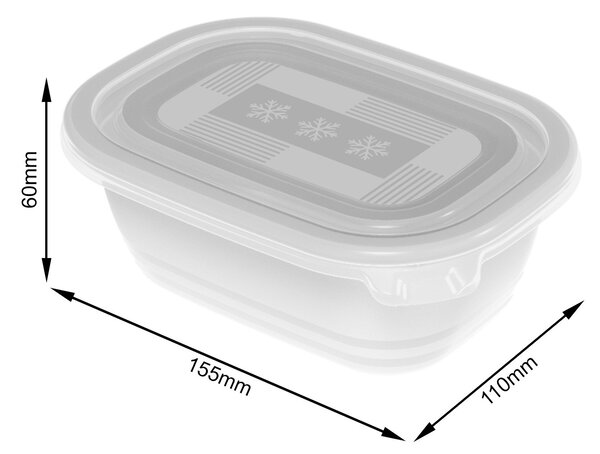 Plastové krabičky do mrazáku, Rotho FREEZE, bílá, sada 4 x 0,5l (16x11x6)