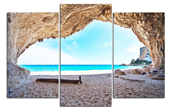 Obraz na plátně - Výhled na pláž z jeskyně 140C (90x60 cm)