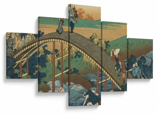Obraz - Katsushika Hokusai, Ariwara no Narihirafrom the series One Hundred, Poems Explained by the Nurse (Hyakunin isshu uba ga etoki), reprodukce (125x70 cm)