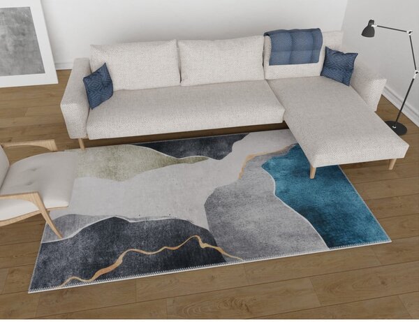 Modro-šedý pratelný koberec 80x150 cm – Vitaus
