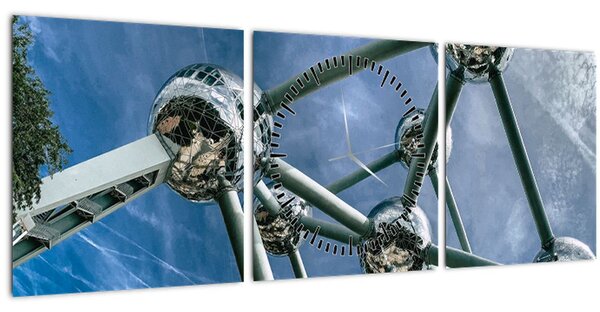 Obraz - atomium v Bruselu (s hodinami) (90x30 cm)