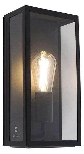 Průmyslová venkovní nástěnná lampa černá IP44 se sklem - Rotterdam