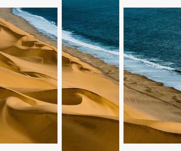 Zlaté duny u modrého oceánu – Třídílný obraz B, 120 × 100 cm