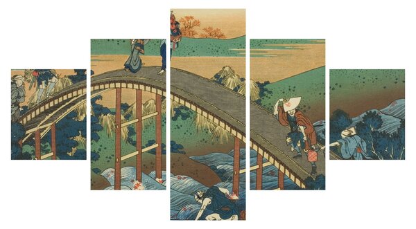 Obraz - Katsushika Hokusai, Ariwara no Narihirafrom the series One Hundred, Poems Explained by the Nurse (Hyakunin isshu uba ga etoki), reprodukce (125x70 cm)