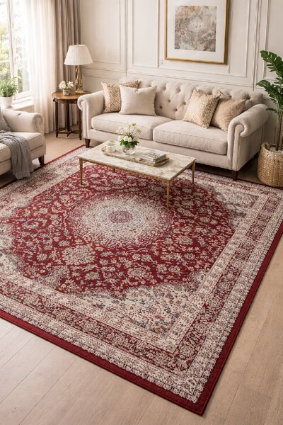 BE Koberec Jasmin 9871 RED - červený obdélníkový Rozměr: 80x150 cm