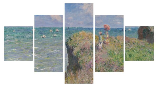 Obraz - Claude Monet, Cliff Walk at Pourville, reprodukce (125x70 cm)