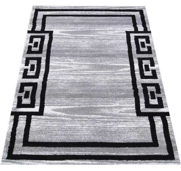 DY Šedočerný koberec s geometrickým vzorem Soho 04 Rozměr: 80x150 cm