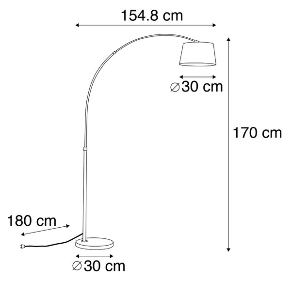 Moderní ocelová oblouková lampa s černým látkovým stínidlem - Arc Basic