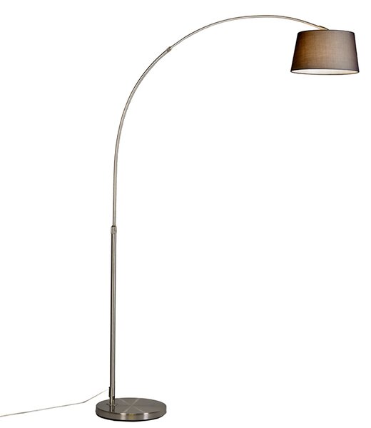 Moderní ocelová oblouková lampa s černým látkovým stínidlem - Arc Basic