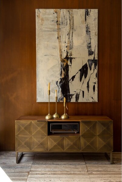TV stolek z mangového dřeva ve zlaté barvě 40x60 cm Volan – Dutchbone