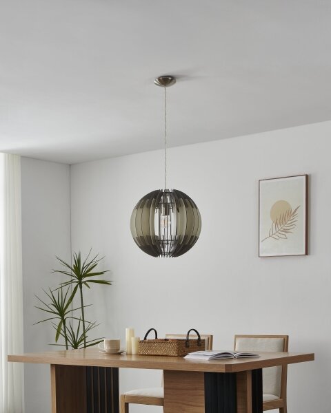 Eglo 63256 - Lustr na lanku OLMERO PRO 1xE27/60W/230V pr. 40 cm šedá/bílá