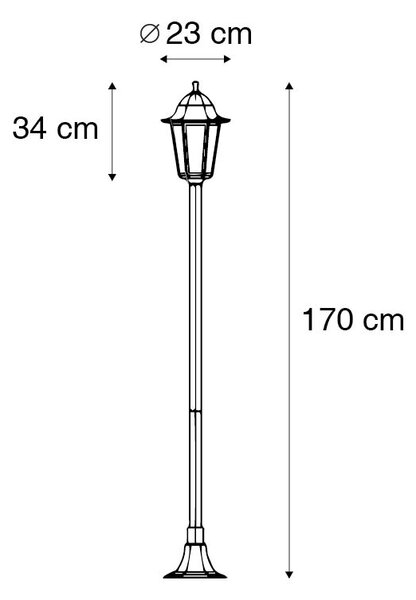 Klasická venkovní stojací lampa černá 170 cm IP44 - New Orleans 1