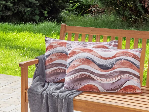 Sada 2 venkovních polštářů SEBORGA Abstraktní vzor 40 x 60 cm Hnědá