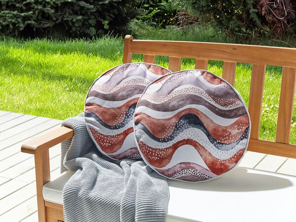 Sada 2 venkovních polštářů SEBORGA Abstraktní vzor 40 x 40 cm Hnědá