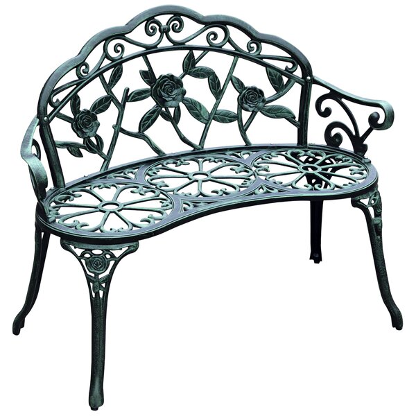 Outsunny Lavice do zahrady pro 2 osoby, pevná parková lavice s opěrkou, nosnost 240 kg, zahradní nábytek 100 x 54 x 78 cm antická zelená | Aosom