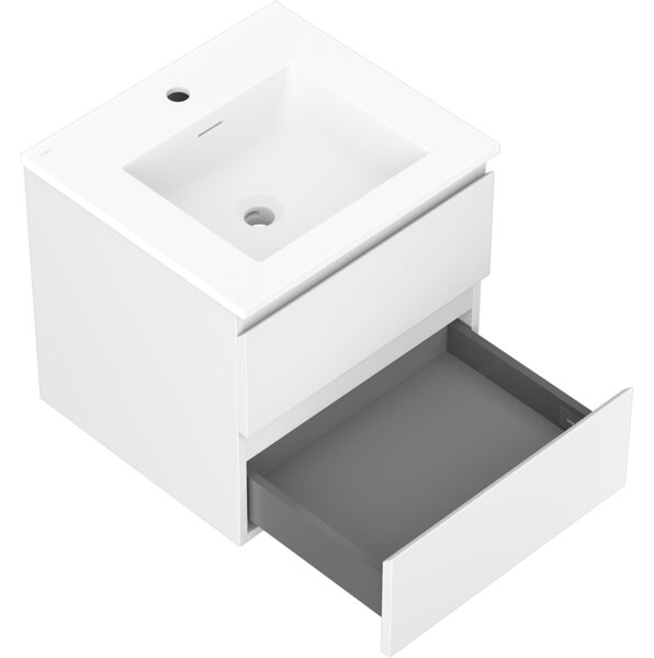 Mexen Orio, koupelnová skříňka 50 cm s umyvadlem Otis, 2 zásuvky, bílá matná, 91A10-05047-2-BFF01-W18M01