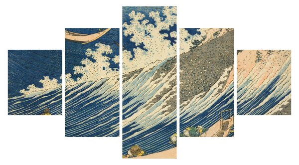 Obraz - Katsushika Hokusai, Fishing Boats at Choshi in Shimosa (Soshu Choshi), reprodukce (125x70 cm)