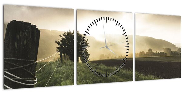 Obraz louky (s hodinami) (90x30 cm)
