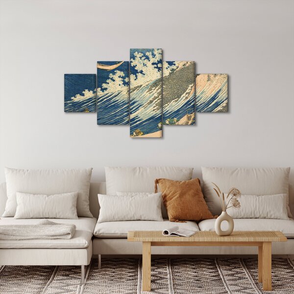 Obraz - Katsushika Hokusai, Fishing Boats at Choshi in Shimosa (Soshu Choshi), reprodukce (125x70 cm)