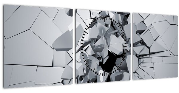 Obraz abstrakce 3D (s hodinami) (90x30 cm)