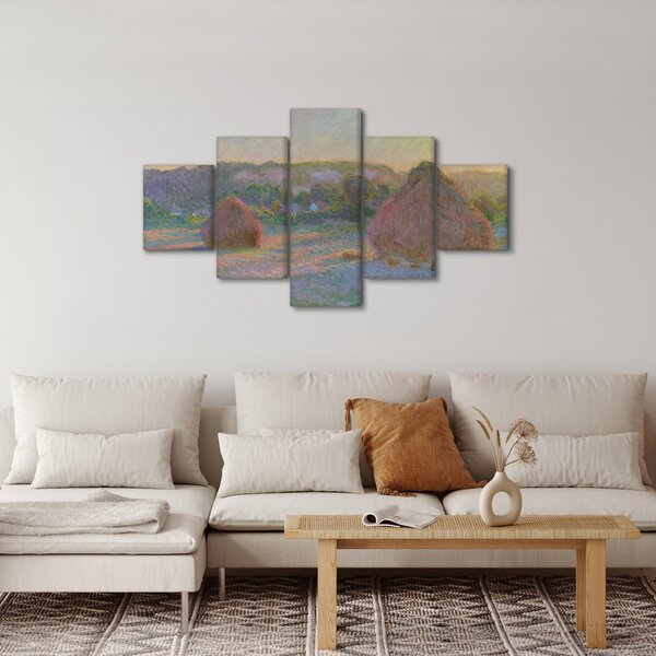 Obraz - Claude Monet, Stacks of Wheat (End of Summer), reprodukce (125x70 cm)