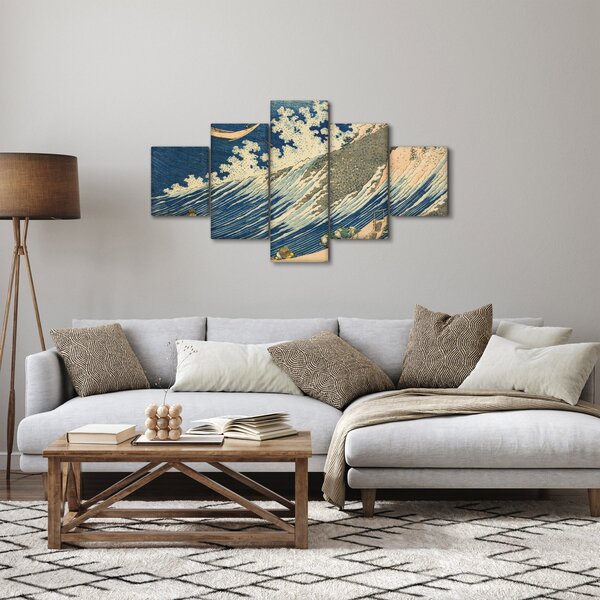 Obraz - Katsushika Hokusai, Fishing Boats at Choshi in Shimosa (Soshu Choshi), reprodukce (125x70 cm)