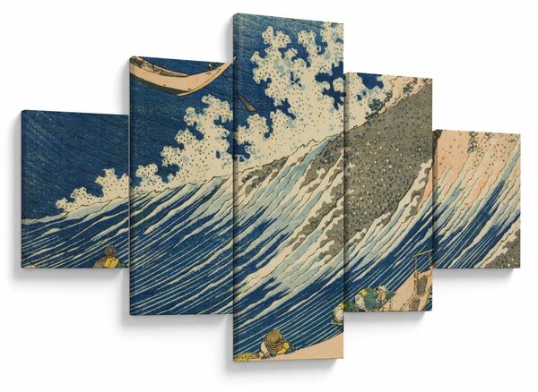 Obraz - Katsushika Hokusai, Fishing Boats at Choshi in Shimosa (Soshu Choshi), reprodukce (125x70 cm)