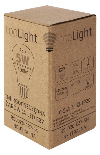 Toolight LED žárovka studená LED RSL020 E27 5W Neutral
