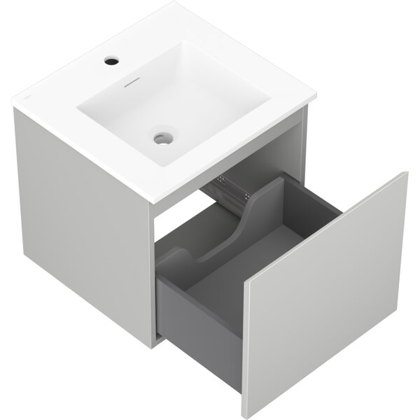Mexen Orio, koupelnová skříňka 50 cm s umyvadlem Otis, 1 zásuvka, šedá matná/bílá matná, 91A10-05047-1-BF62-W18M01