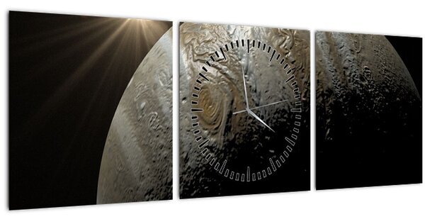 Obraz planety ve vesmíru (s hodinami) (90x30 cm)