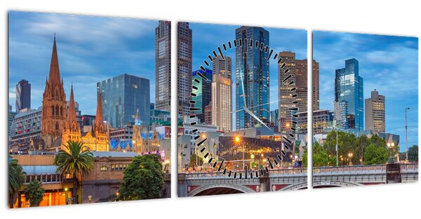 Obraz města Melbourne (s hodinami) (90x30 cm)