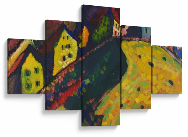 Obraz - Vasily Kandinsky, Houses at Murnau, reprodukce (125x70 cm)