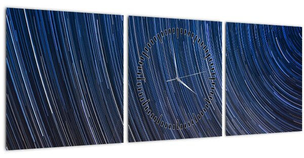 Obraz nočních hvězd a oblohy (s hodinami) (90x30 cm)