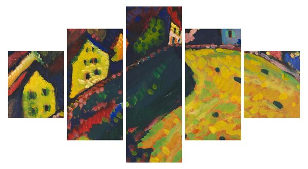 Obraz - Vasily Kandinsky, Houses at Murnau, reprodukce (125x70 cm)