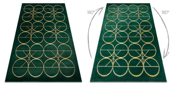 Koberec EMERALD exkluzivní 1010 glamour, styl kruhy flekově zelený/zlatý