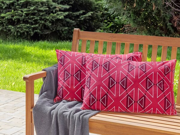 Sada 2 venkovních polštářů MEZZANO Geometrický vzor 40 x 60 cm Fuchsiová