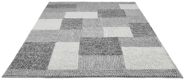 RUČNĚ TKANÝ KOBEREC, 160/230 cm, šedá, tmavě šedá Linea Natura - Vlněné koberce