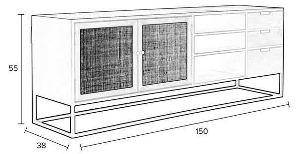 Černý ratanový TV stolek 38x55 cm Guuji – White Label